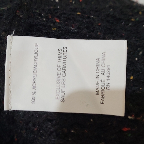 Moral Fiber Black Rainbow Confetti Cold Shoulder Lace Up Acrylic Sweater - Picture 8 of 8